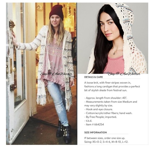 Free People XS Hood Stripe Fringe Maxi Duster Cardigan - Picture 5 of 7